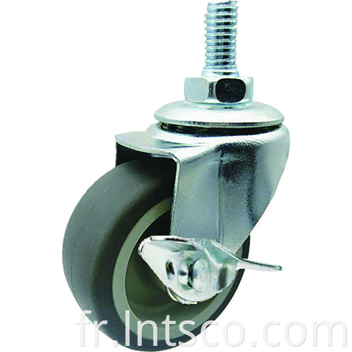 Light Duty Threaded Stem Side Brake TPR Casters